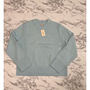 ON-34th Womens Light Blue Ribbed Crewneck Sweater Size Large NWT